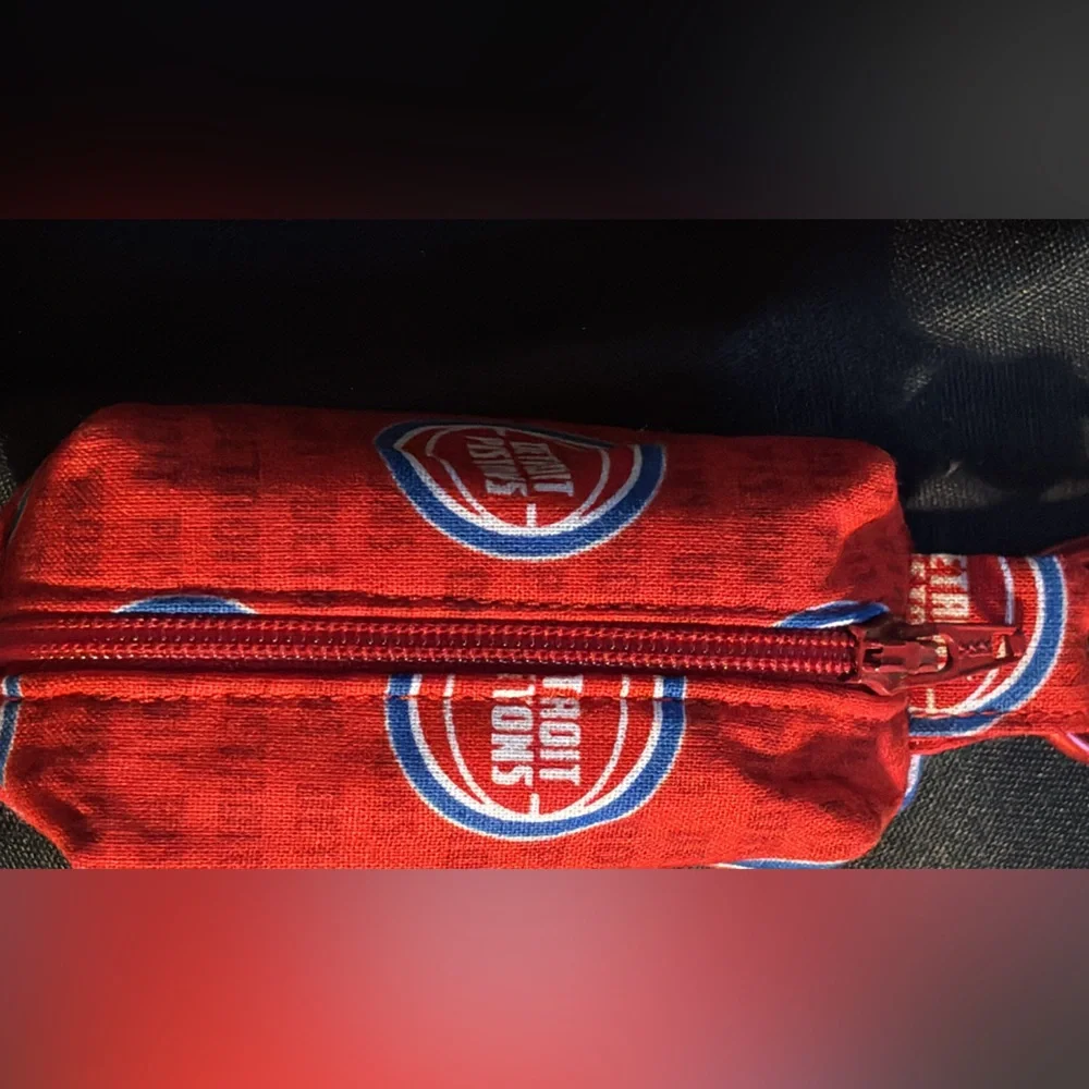 Red Sports Team Logo dog poop bag carrier with hook with one roll of bags